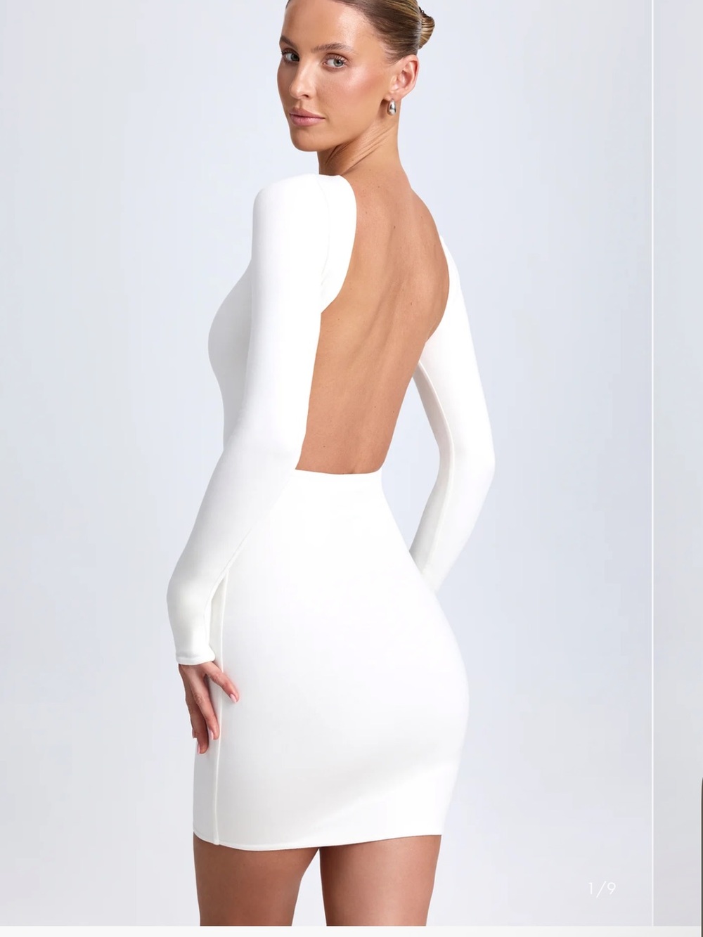 Oh Polly White Long-Sleeve Backless Bodycon Dress